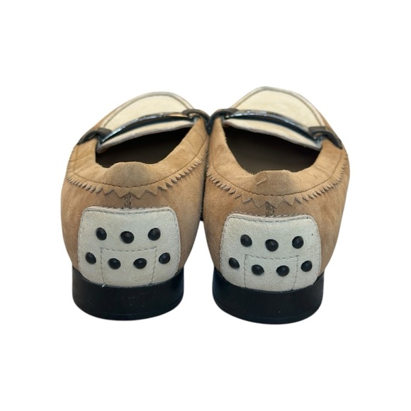 TOD’S Suede Leather Metal Buckle Loafer Tan/Cream/Brown Women’s 7.5US (37.5EU) - Picture 2 of 9